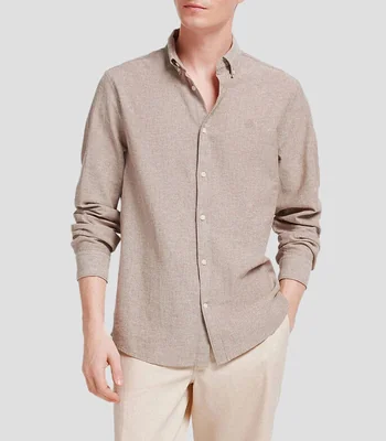 Camisa jaspeada manga larga Hombre