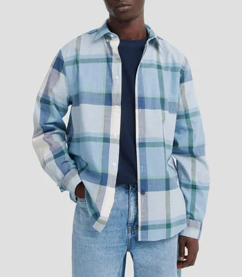 Camisa cuadros manga larga Hombre
