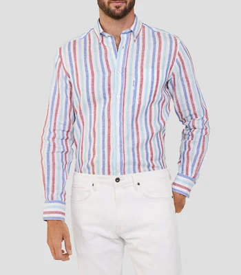Camisa de manga larga con rayas Hombre