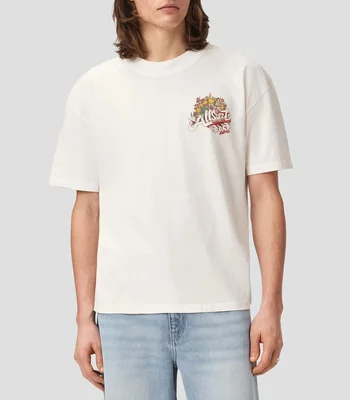 Playera de cuello redondo con manga corta estampada Hombre
