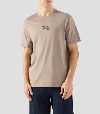 Playera de cuello redondo con manga corta lisa Hombre