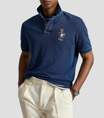 Playera tipo polo con manga corta estampada Hombre