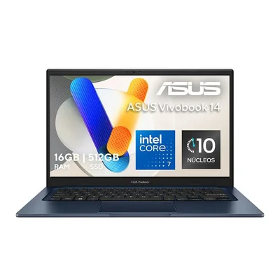 Laptop Asus Vivobook 14 Core i7 16GB RAM 512GB SSD Quiet Blue