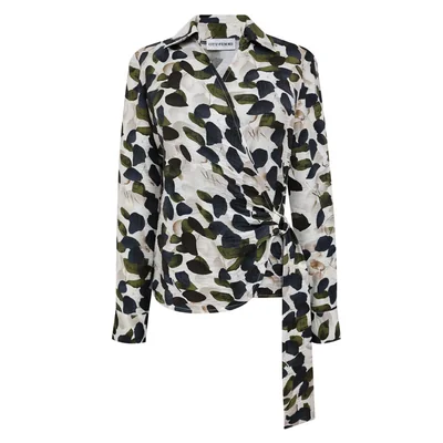 Blusa Cruzada de Estampado Botánico con Herraje para Mujer City Femme