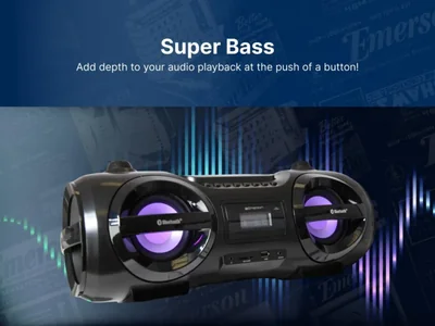 Reproductor de CD portátil Boombox Emerson EPB-3005, casete Bluetooth