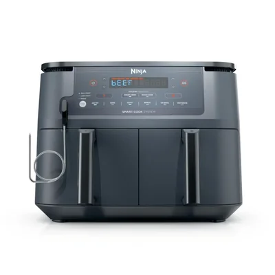 Freidora de Aire Ninja DZ550GY 10QT con Termómetro Inteligente y Doble Cesta