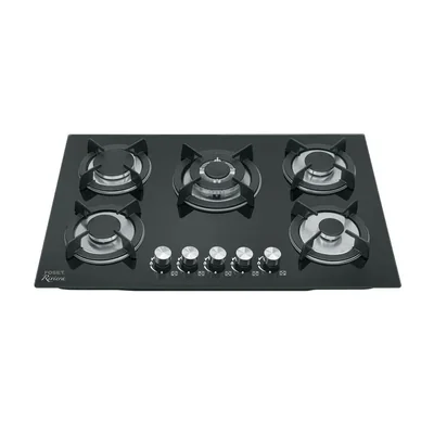 Parrilla gas empotrable FOSET 75cm 5 quemadores vidrio PAGA5EV negro
