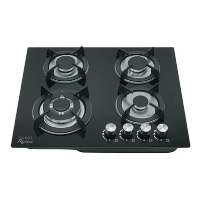 Parrilla gas empotrable FOSET 60cm 4 quemadores vidrio PAGA4EV negro