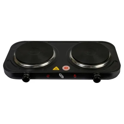 Parrilla Eléctrica 2 Quemadores de Disco, 2000 W Color Negro
