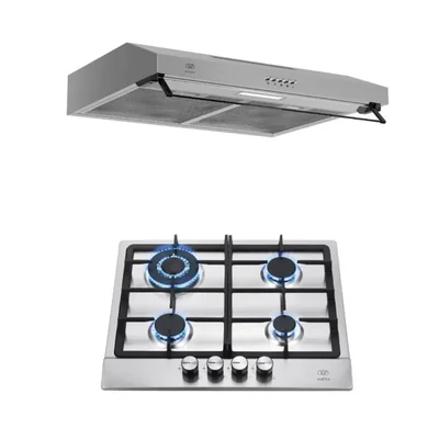 Combo Parrilla Gas 4 Quemadores AI4 y Campana Pared 60 cm CEA60 AVERA
