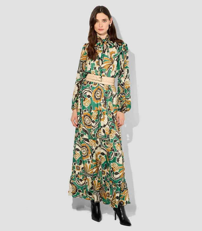 Vestido largo estampado Mujer