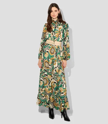 Vestido largo estampado Mujer