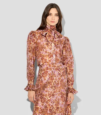 Blusa estampada manga larga Mujer