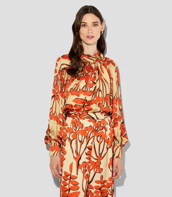 Blusa estampada manga larga Mujer