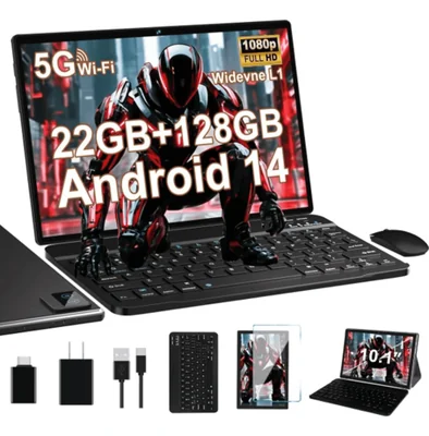 Tablet 10.1" Android 14 128GB 22GB RAM negro