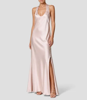 Vestido largo liso Mujer