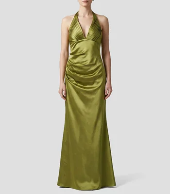 Vestido largo liso Mujer