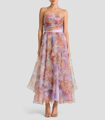 Vestido largo estampado Mujer