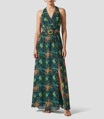 Vestido largo estampado Mujer