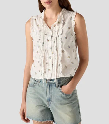 Blusa estampado floral sin mangas Mujer