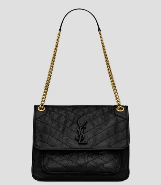 Bolsa shoulder negro en piel Puffer Medium Mujer