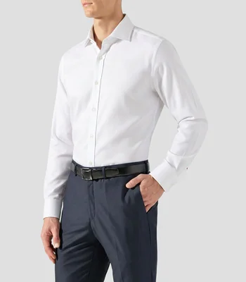 Camisa con microdiseño manga larga Hombre