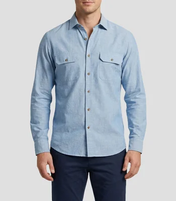 Camisa jaspeada manga larga Hombre