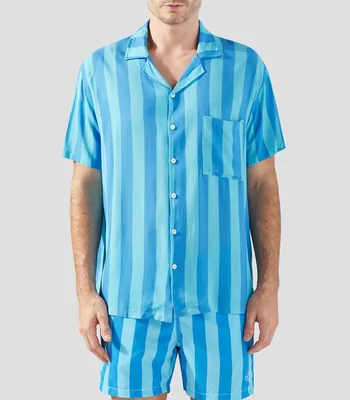 Camisa de rayas manga corta de playa Hombre
