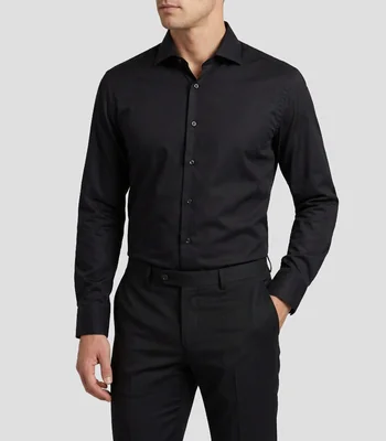Camisa de vestir lisa manga larga Hombre