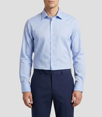 Camisa con microdiseño manga larga Hombre