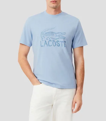 Playera cuello redondo manga corta con estampado Hombre