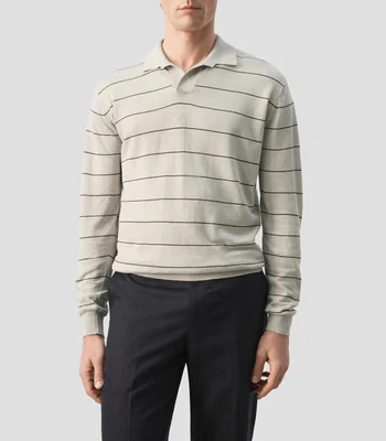 Playera polo manga larga rayas Hombre