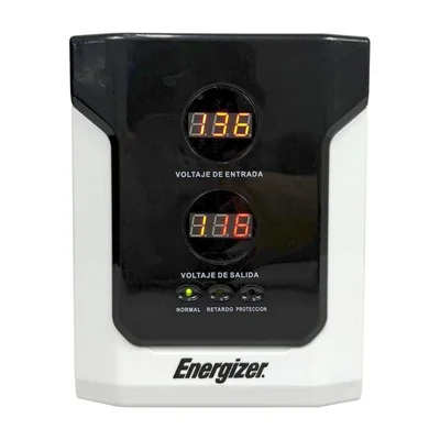 Regulador Energizer 1500VA/900W (ERENRLB15VA). Rango 90-145VCA - AVR, prot. 10A, 2 contactos, LED. Ideal p/línea blanca. Cert. RoHS/NOM/CE. 2 años gtía.