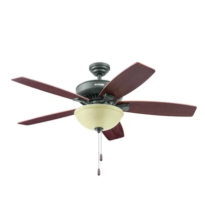 Coolfan Ventilador de Techo de 52 Pulgadas con Luz y 5 Aspas Reversibles de Madera con Control de Cadena, Modelo Tornado