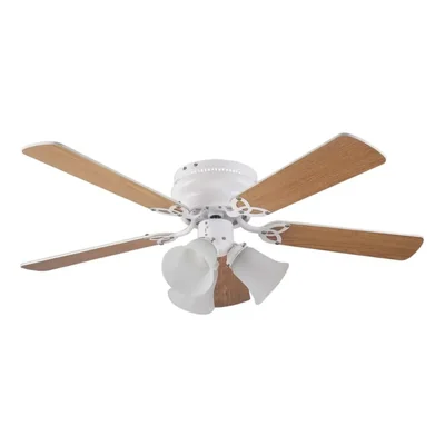 Coolfan Ventilador de Techo de Madera de 42 Pulgadas con Luz y 5 Aspas Reversibles con Control de Cadena, Modelo Brisa
