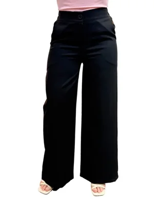 Pantalon Para Dama Formal De Pierna Ancha Comodo Y Elegante NEGRO