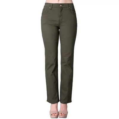 Pantalón mujer casual recto verde oggi 5