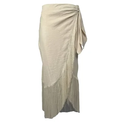 Falda con flecos Galicia J&B Beige