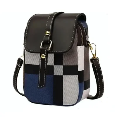 Bolso Bandolera De Mujer Cuadros Color Azul