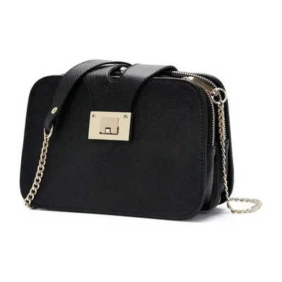 Bolso Bandolera Para Mujer Con Hebilla Metálica Color Negro