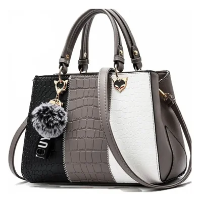 Bolsas Bandolera Mujer con Colgante Color Gris, Negro y Blanco