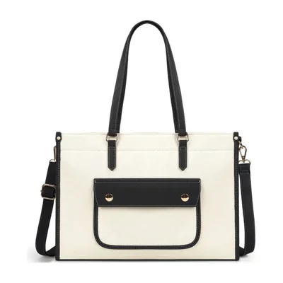 Bolsa Para Laptop 15.6 Casual De Lona Color Blanco