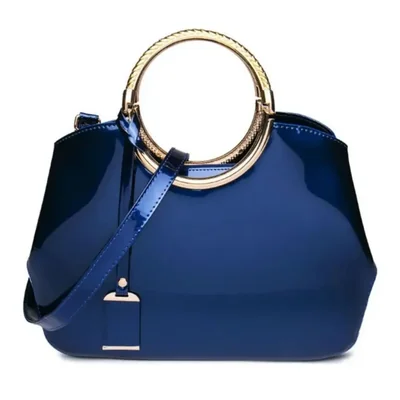 Bolso De Charol Brillante para Dama Color Azul