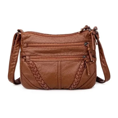 Bolsa Crossbody Mujer Con 5 Bolsillos Impermeable Color Café
