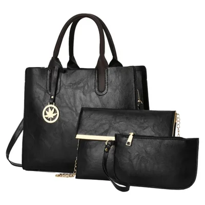 Set 3 Bolsas Bandolera de Dama Color Negro