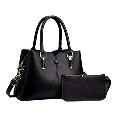 Bolsa Mujer Crossbody Bandolera Cartera Casual 2pzs Color Negro