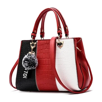 Bolsas Bandolera de Dama Con Colgante Color Rojo y Negro
