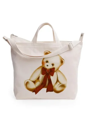 Bolsa BAGGU de lona reciclada con cremallera horizontal y osito de peluche