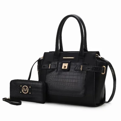 Bolso Satchel Casafoyer Isla en Cuero Vegano con Relieve de Cocodrilo