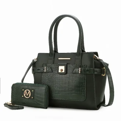 Bolso Satchel Casafoyer Isla en Cuero Vegano con Relieve de Cocodrilo 30x25x10 cm